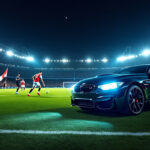 découvrez une expérience unique où un match de football professionnel est joué sous la lumière des phares puissants d'une bmw, offrant un spectacle inédit et immersif sous les projecteurs nocturnes.