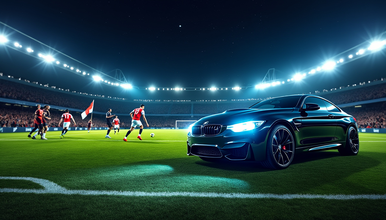 découvrez une expérience unique où un match de football professionnel est joué sous la lumière des phares puissants d'une bmw, offrant un spectacle inédit et immersif sous les projecteurs nocturnes.