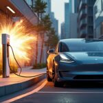 un propriétaire de tesla branche sa voiture pour la recharge, mais l'opération tourne mal : l'adaptateur explose soudainement dans un éclair spectaculaire. découvrez tous les détails de cet incident surprenant et les précautions à prendre.