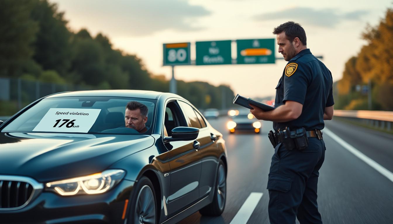 un conducteur flashé à 176 km/h au lieu de 80 km/h a immédiatement perdu son permis de conduire, illustrant la sévérité des sanctions pour grand excès de vitesse.