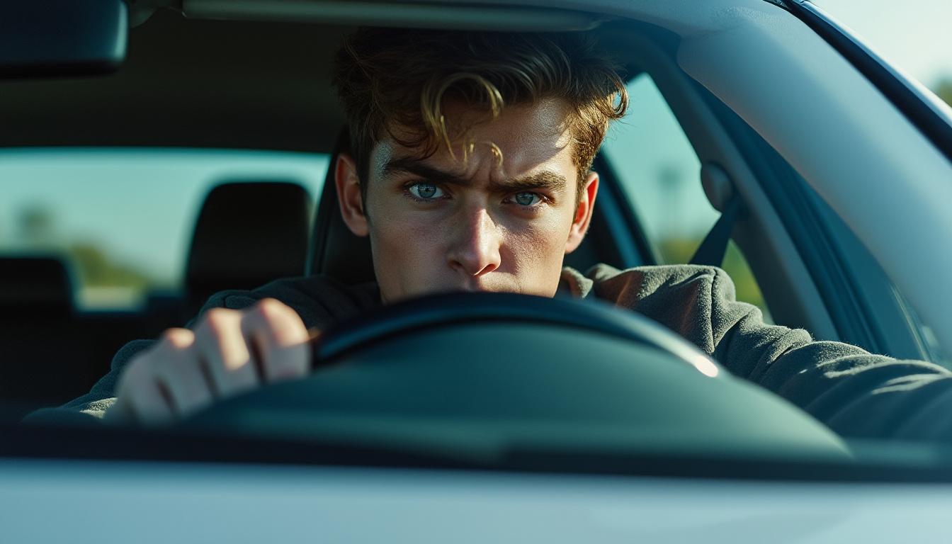 un jeune homme conduit la voiture de sa mère à 106 km/h sans permis et sous l'influence de cocaïne, mettant sa vie et celle des autres en danger.