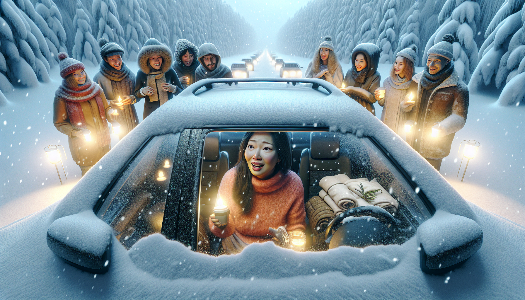 coincée plus de 4 heures dans sa voiture sous la neige, elle vit une expérience bouleversante où des inconnus transforment son difficile moment en une aventure humaine pleine de solidarité et d'espoir.