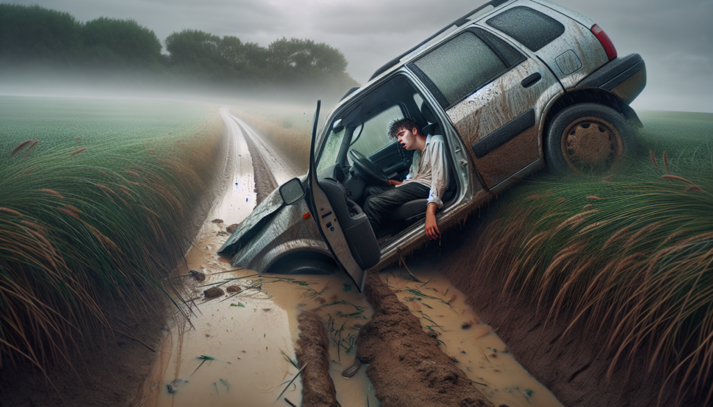 découvrez les dangers de la somnolence au volant à travers un récit d'un conducteur non habilité qui perd le contrôle de son véhicule et termine sa course dans un fossé, mettant en danger son passager.
