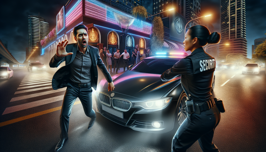 un homme sous l’emprise de l’alcool est expulsé d’une discothèque et prend la fuite au volant de sa voiture, mettant en danger un agent de sécurité.