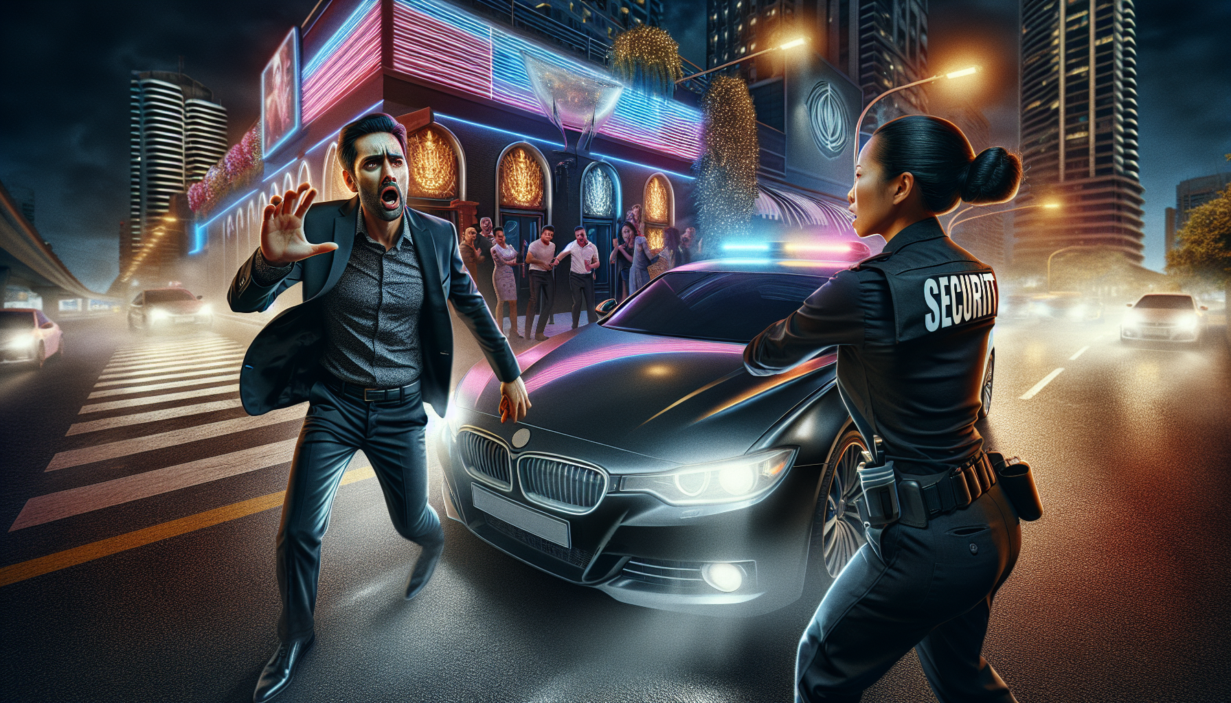 un homme sous l’emprise de l’alcool est expulsé d’une discothèque et prend la fuite au volant de sa voiture, mettant en danger un agent de sécurité.