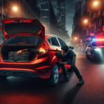 un homme tente d'échapper à la police en se cachant dans le coffre de sa ford fiesta, une fuite audacieuse et pleine de suspense.