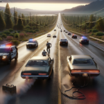 découvrez comment une course-poursuite intense de plusieurs kilomètres s'achève de façon inattendue lorsque les fugitifs, à court d'essence, sont arrêtés net par la police.