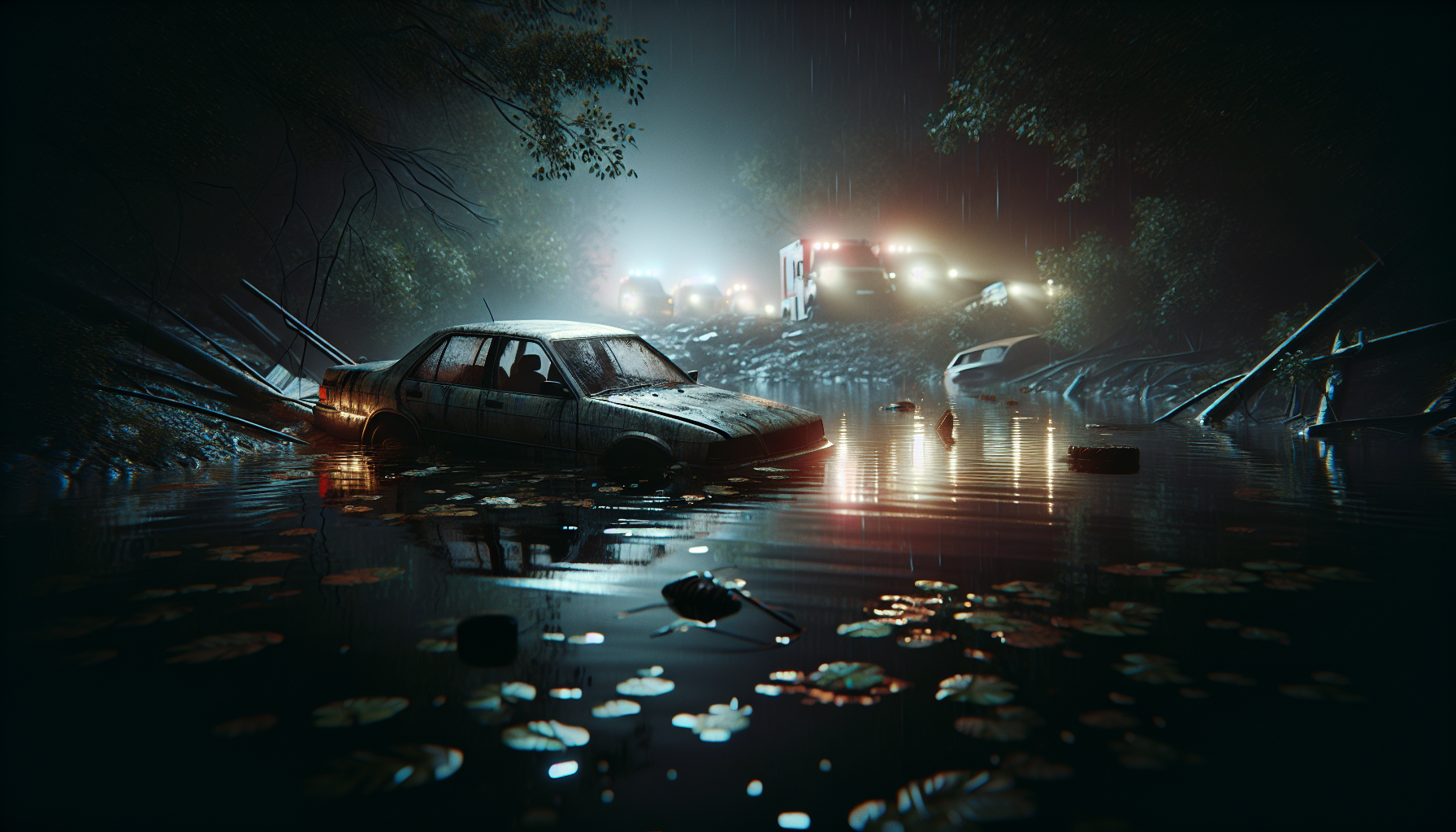 une voiture abandonnée sur un passage à gué a été engloutie pendant la nuit, suscitant l'inquiétude des secours face à une situation potentiellement dramatique.