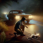 pensant avoir heurté un chat sur la route, il s'arrête pour vérifier et fait la découverte d'une créature surprenante et inattendue.