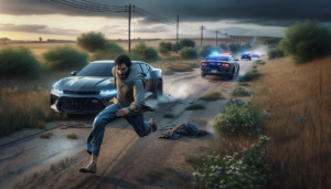 pris en chasse par les gendarmes, il abandonne son véhicule pour tenter une fuite à pied dans une course-poursuite intense.