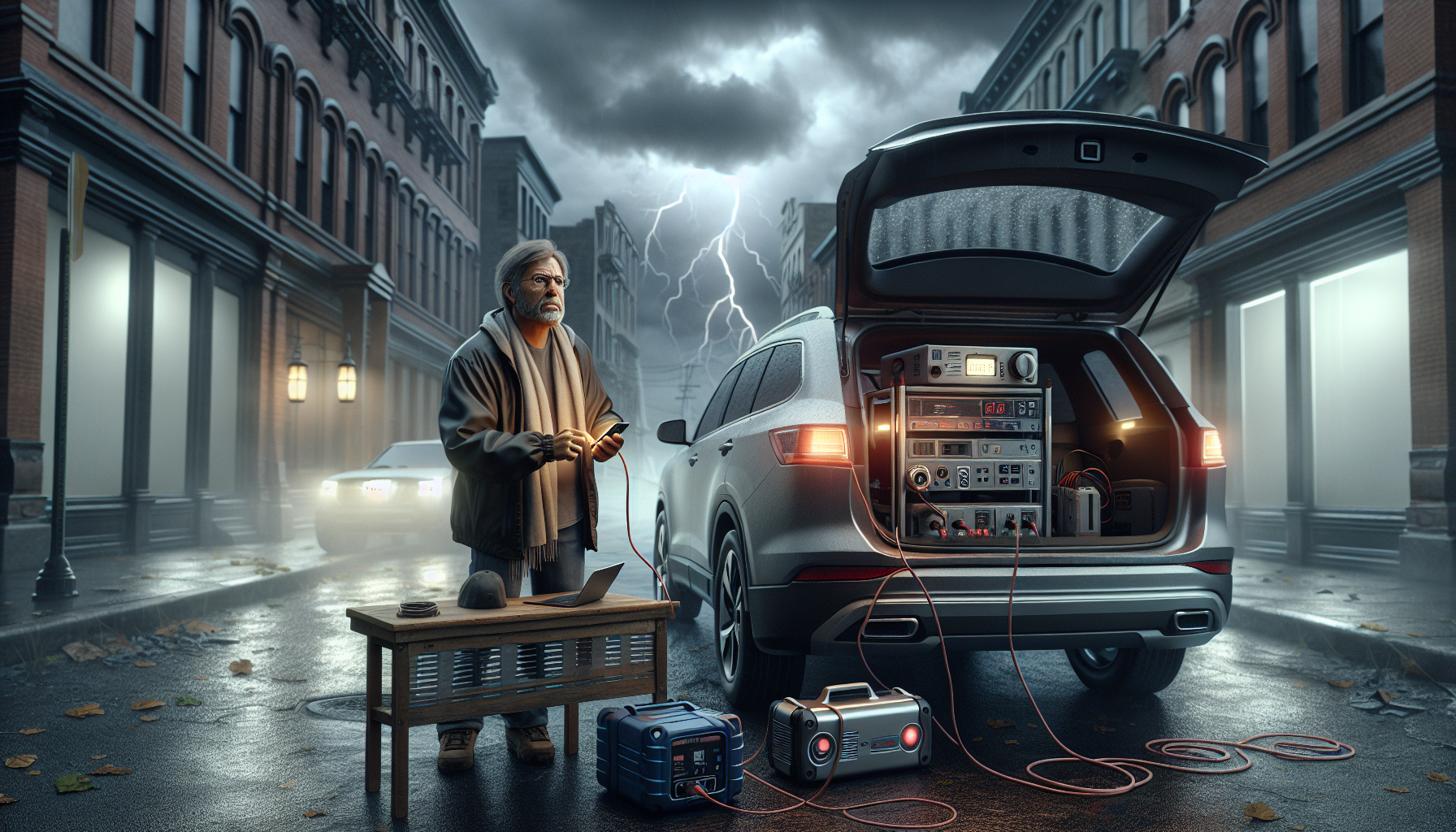 lors de la tempête nils, un automobiliste de 64 ans a ingénieusement converti sa voiture en générateur pour recharger ses appareils, offrant une solution innovante face à une coupure d’électricité.