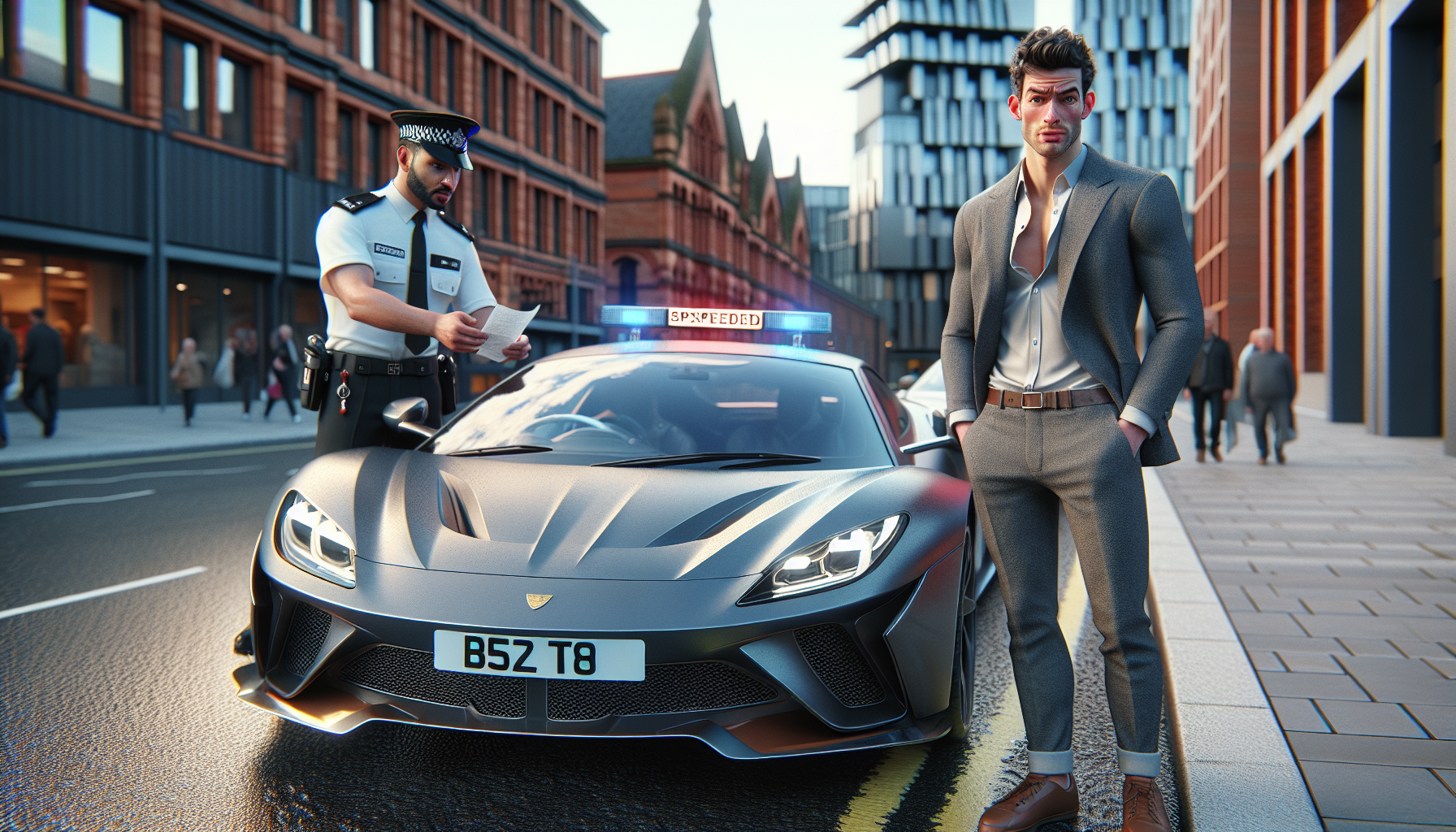 un footballeur français international sanctionné à manchester pour excès de vitesse, ayant reçu une amende de 1205€.