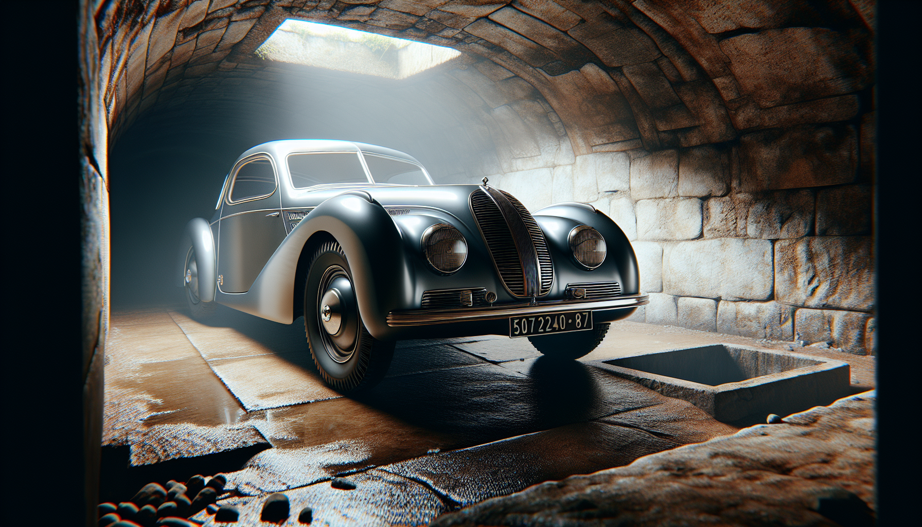 découvrez l'incroyable histoire d'une voiture de collection flambant neuve retrouvée après 50 ans enfouie dans un caveau, un trésor automobile ressuscité du passé.