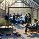 après un vol de voiture et une collision contre un mur, les gendarmes retrouvent le conducteur calmement allongé dans une serre en train de siroter du rhum, une scène insolite qui intrigue les autorités.