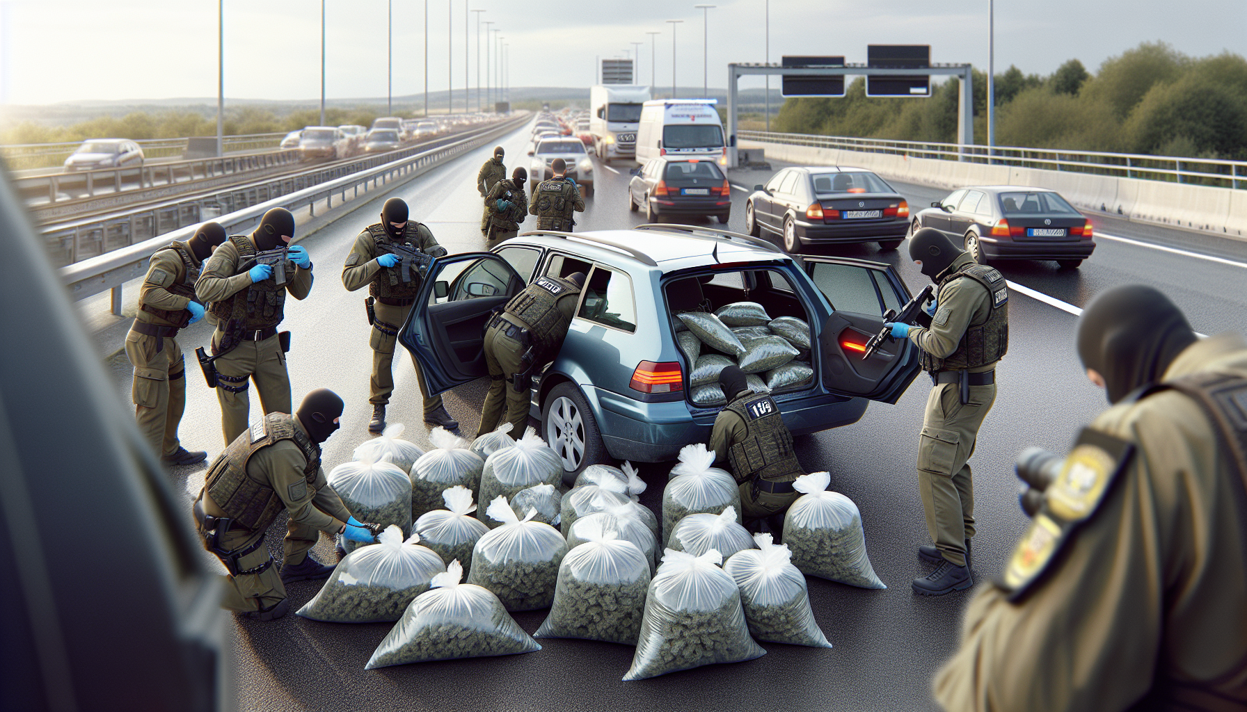 découverte spectaculaire de 117 kg de cannabis dans une voiture, une saisie majeure évaluée à plus d’un million d’euros, marquant un coup dur pour le trafic de drogue.