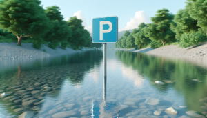 découvrez l'histoire surprenante d'un panneau de stationnement installé en plein milieu de la rivière et demandez-vous : qui oserait vraiment se garer là ?