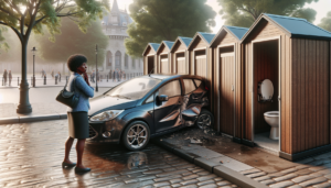 une conductrice de clio perd le contrôle de son véhicule après une confusion des pédales, terminant sa course dans des toilettes publiques. découvrez les détails de cet incident insolite.