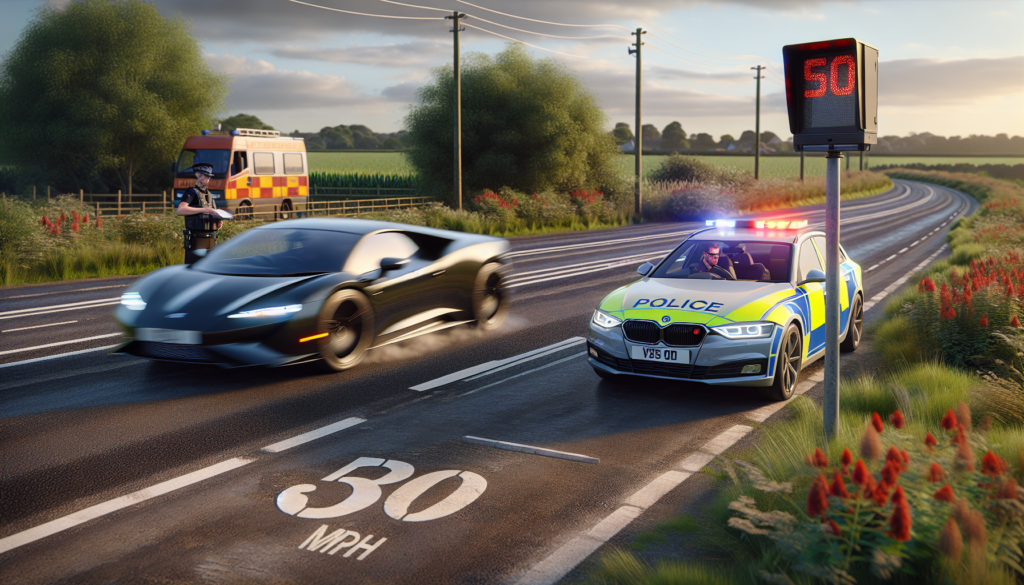 contrôle express : flashé pour excès de vitesse sur une route limitée à 80 km/h, intervention immédiate des forces de l'ordre.