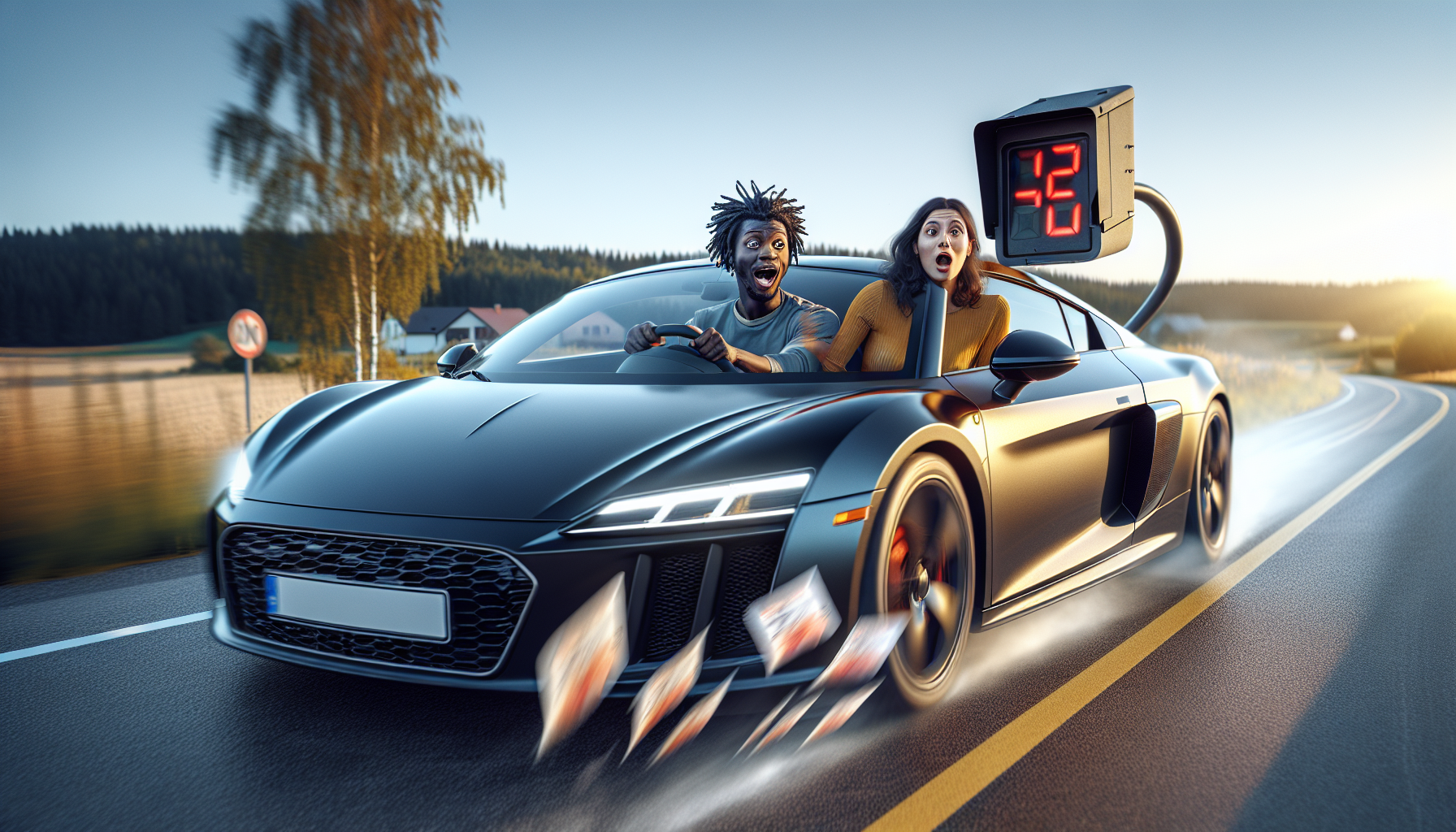 deux amis ont été flashés à 112 km/h sur une route limitée à 70 km/h, entraînant la suspension immédiate de leur permis de conduire.