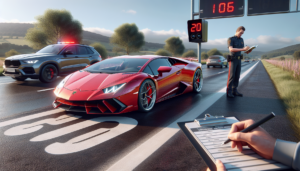 une lamborghini flashée à 206 km/h sur une route limitée à 110 km/h entraîne l'annulation immédiate du permis et la saisie immédiate du véhicule.