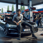 un homme refuse de quitter une station-service, provoquant une altercation avant d'être finalement arrêté au volant de son audi.