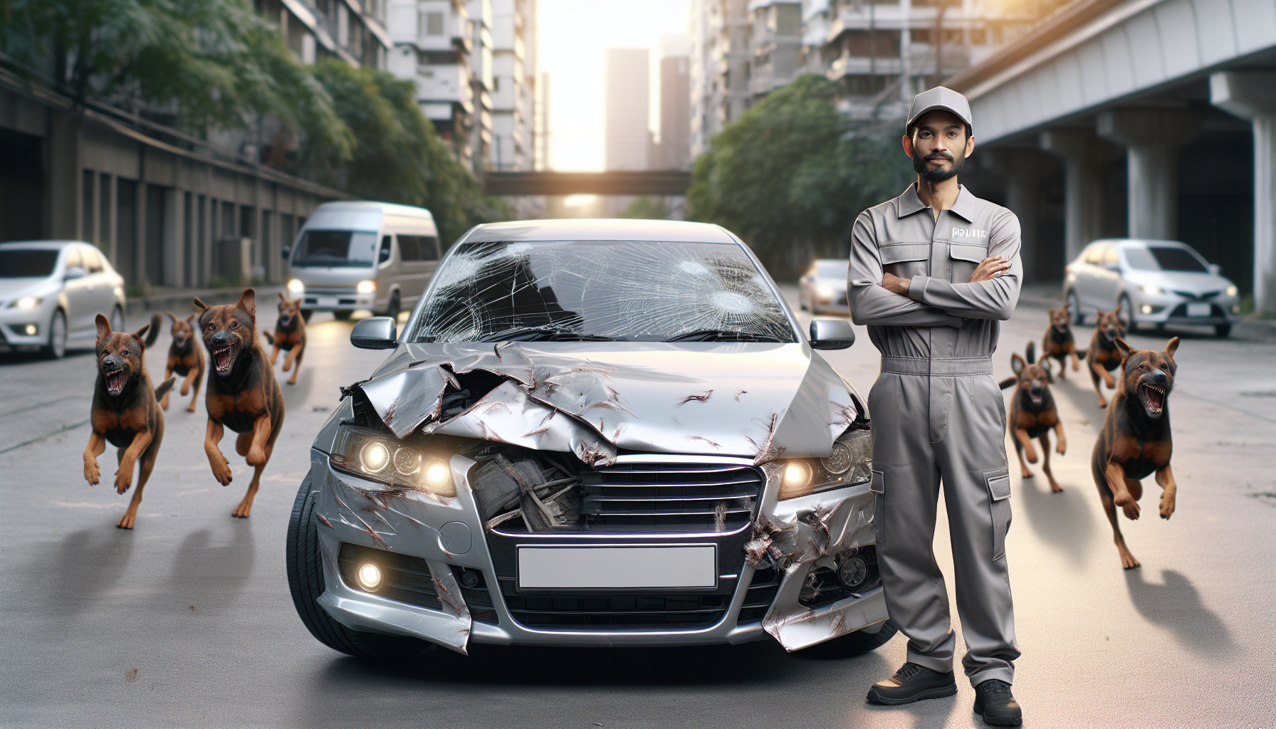 un livreur a été relaxé après avoir causé des dommages à une voiture de luxe en fuyant des chiens agressifs. découvrez les détails de cette affaire où la responsabilité a été contestée.