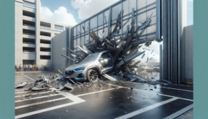 découvrez le récit surprenant d'un portique de parking arraché qui s'effondre sur une voiture, un accident insolite aux circonstances inattendues.