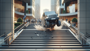 découvrez l'incroyable mésaventure d'un véhicule qui dévale un escalier piéton, une scène spectaculaire heureusement sans victimes. détails et témoignages exclusifs.