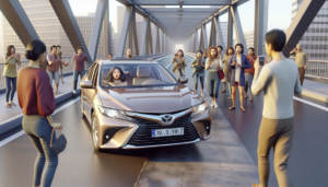 découvrez le récit surprenant d'une conductrice bloquée sur une passerelle piétonne, un incident inattendu qui a suscité étonnement et curiosité.