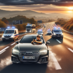 à 180 km/h dans une voiture volée, il se filme durant une course-poursuite intense avec la gendarmerie, illustrant une prise de risques extrême et la répression policière.
