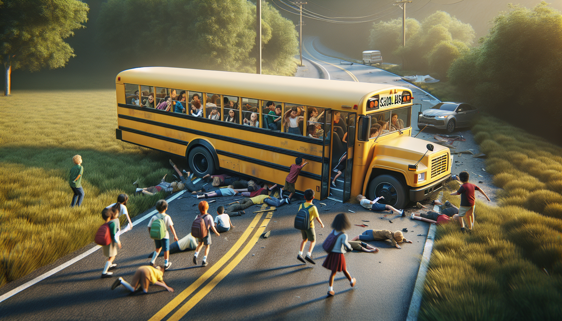 un bus scolaire transportant 21 écoliers a effectué une sortie de route en se rendant au cinéma, provoquant son basculement. découvrez les détails de cet incident et les mesures prises.